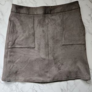 The Limited | Faux Suede High Waist Mini Skirt in Taupe - Size 4 Petite